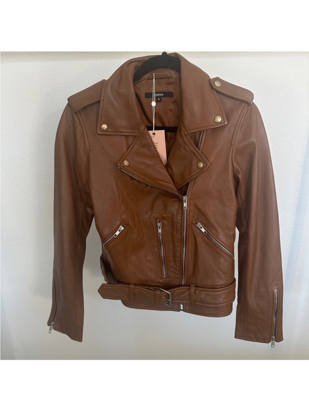 Quince Leather Moto Jacket in Cognac size S
